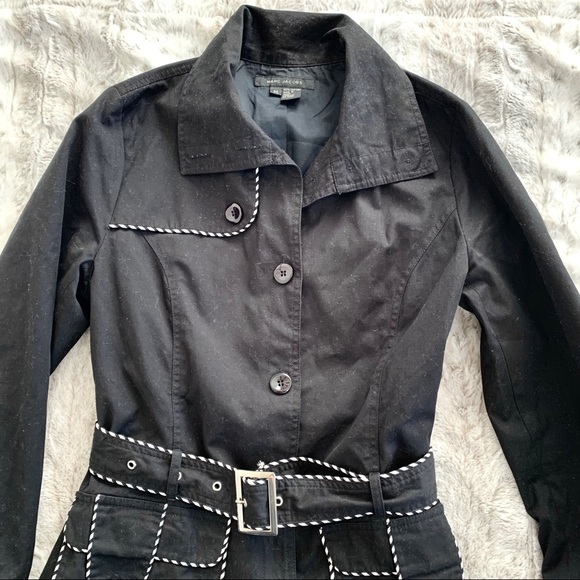 Marc Jacobs Black Cotton Button Up Belted Jacket - Picture 7 of 15
